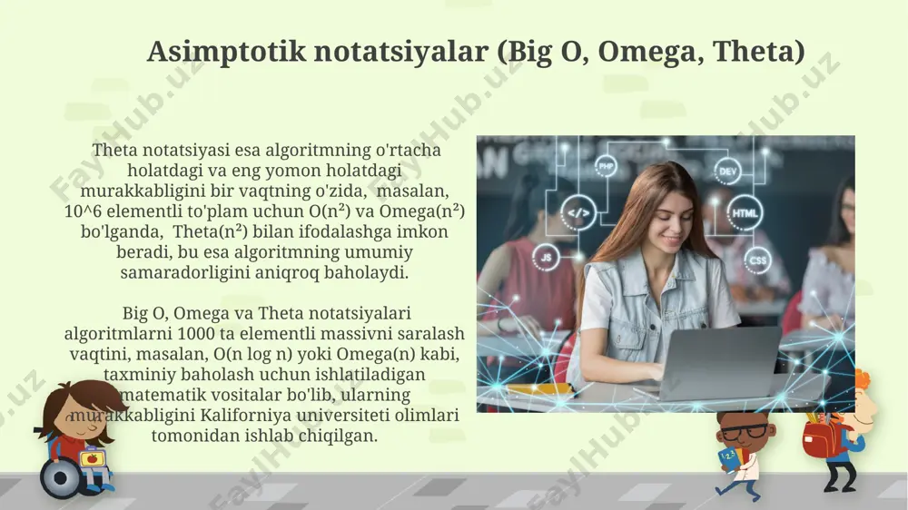 samarqanddagi 2 ghz protsessorli kompyuterda ham sezilarli kechikishga olib kelishi mumkin. rekursiv algoritmlarning xotira sarfini tahlil qilishda, stack overflow xatosi 70mb stack limitidan oshganda yuz beradi, bu esa, masalan, toshkentda ishlayotgan dasturchi uchun katta hajmdagi rekursiv chaqiruvlar zanjirini boshqarishda muammolarni keltirib chiqarishi mumkin. vaqt murakkabligi vaqt murakkabligi tahlili, algoritmning ishlash samaradorligini baholash uchun, masalan, merge sort algoritmi uchun o(n log n) murakkabligi bilan 2023 yilda ishlab chiqilgan dasturlash tillarida eng tezkor bo'lishini ko'rsatishi mumkin. algoritmlarni taqqoslashda, masalan, o(log n) murakkablikka ega bo'lgan ikkilik qidiruv algoritmi, o(n) murakkablikdagi ketma-ket qidiruv algoritmiga qaraganda, 1 million elementli massivda moskva shahridagi kompyuterda ancha tezroq ishlaydi. eng yaxshi, o'rtacha va eng yomon holatlar o'rtacha holatni tahlil qilishda, masalan, 100 ta elementli massivda tezkor saralash algoritmining ishlash vaqti taxminan o(n log n) ga teng bo'ladi, bu esa algoritmning samaradorligini aniqlash uchun foydali bo'ladi. shu bilan birga, bu amerika universitetlarida o'qitilgan. eng yaxshi holatda, masalan, ikkilik qidiruv …