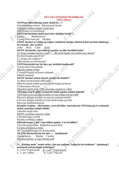 ona tilini o'qitish metodikasi — DOC