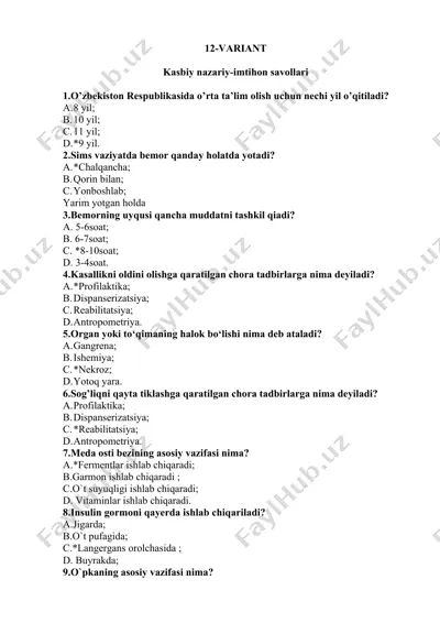 kasbiy nazariy-imtihon savollari — DOCX