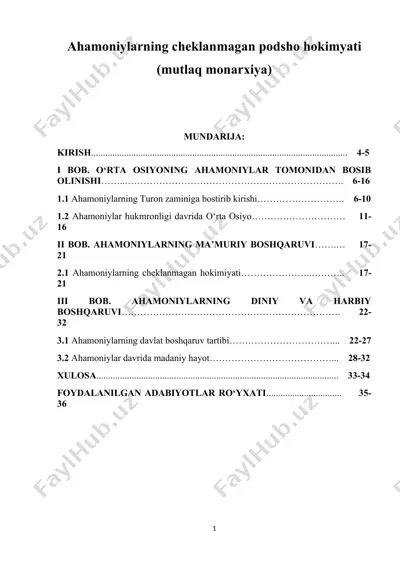 ahamoniylarning cheklanmagan podsho hokimyati (mutlaq monarxiya) — DOCX