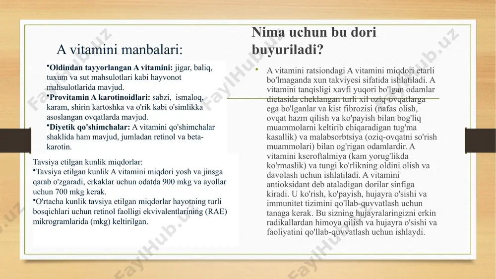 avolashda yordam beradi. vitamin b6 piridoksin sifatida ham tanilgan b6 vitaminiko'p tana funktsiyalari uchun hal qiluvchi suvda eriydigan vitamin. u miya salomatligi, metabolizm, qizil qon hujayralari ishlab chiqarish va neyrotransmitter sintezida muhim rol o'ynaydi. siz b6 vitaminini oziq-ovqat manbalari yoki qo'shimchalar orqali olishingiz mumkin, chunki tanangiz uni ishlab chiqara olmaydi. farmakodinamikasi b6 vitamini (piridoksin) suvda eriydigan vitamin bo'lib, izoniazid (izonikotinik kislota gidrazid, inh) olganlarda b6 vitamini etishmovchiligi va periferik neyropatiyaning oldini olish va davolashda qo'llaniladi. b6 vitamini sistolik va diastolik qon bosimini sezilarli gipertenziya bilan og'rigan bemorlarning kichik guruhida pasaytiradi. gipertenziya ateroskleroz va yurak-qon tomir kasalliklari uchun yana bir xavf omilidir. yana bir tadqiqot piridoksin gidroxloridning adp yoki epinefrin bilan bog'liq trombotsitlar agregatsiyasini inhibe qilishini va umumiy xolesterin darajasini pasaytirishi va hdl-xolesterin darajasini yana kichik bir guruh sub'ektlarda ko'rsatdi. vitamin b6, piridoksal 5'-fosfat shaklida, faollashtirilgan trombotsitlar tomonidan madaniyatda tomir endotelial hujayralarini shikastlanishidan himoya qilishi aniqlandi. endotelial shikastlanish va disfunktsiya ateroskleroz …