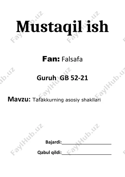 tafakkurning asosiy shakllari — DOCX