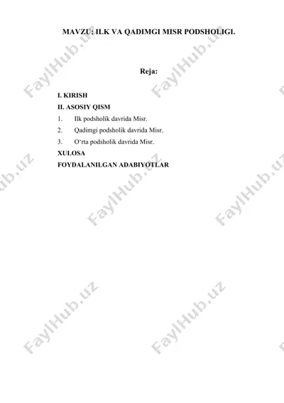misr podsholigi chronologiyasi — DOCX