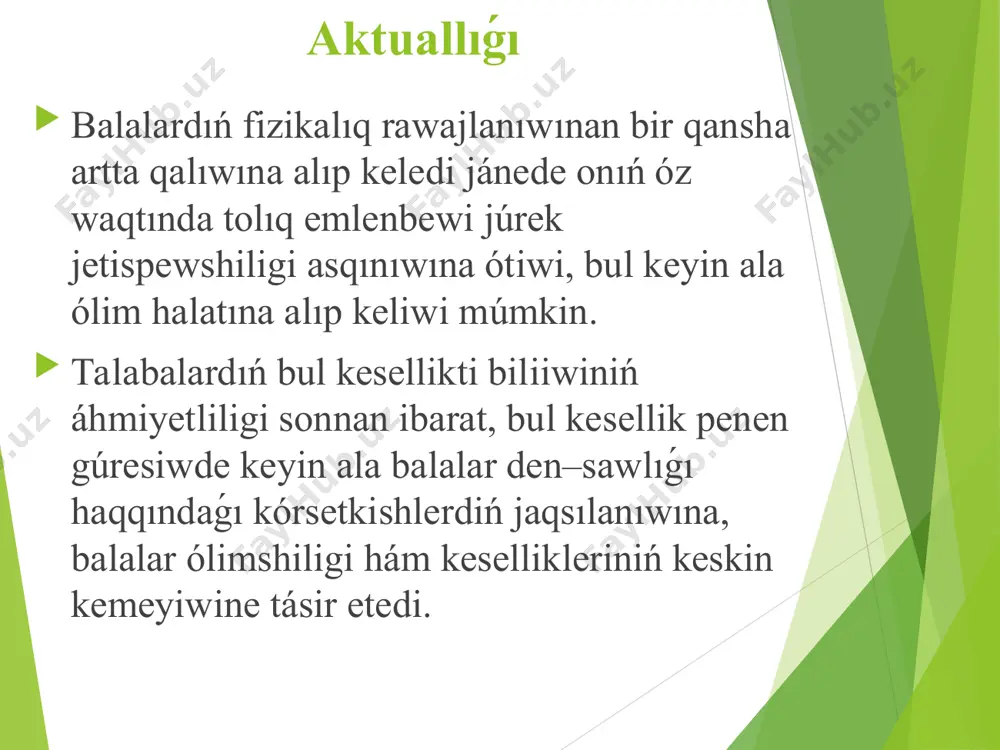 ntraciklinlar, streptomicin, siklofosfamid, interleykin - 2, kokain, katexolaminlar. xii. fizikalıq agentler menen shaqırılǵan miokarditler: radiaciya, ıssı urıwı. xiii. ximiyalıq inducirlengen miokarditlar: uglevodorodlar, ugar gazı, mıshyak, arseniy, fosfor, qorǵasın, kobalt. xiv. shama menen miokarditlerdiń 50% «idiopatik» sıpatında gúzetiledi. miokardit keselligi menen emlewxanada jatqan nawqas bala karditlardıń tarqalıwına tómendegi jaǵdaylar tásir etedi: a) máwsimler (qısta basım boladı, koksaki hám polimiolit viruslar-jaz hám gúzde, al gerpes virusı bolatuǵın bolsa jıl dawamında bir qálipte ushırasadı). b) jası - koksaki virusı karditlardı hám generalizaciyalanǵan infekciyalardı kóp jaǵdaylarda ómiriniń birinshi hám mektep jasındaǵı balalarda, keyinshelik koksaki virusınıń júrekti zıyanlawı úlken mektep jasındaǵı balalarda hám ereseklerde joqarılaydı. c) jınısqa - koksaki viruslı kardit er balalarda kóp ushraydı(2/3) kardit-qanday qozgatıwshı bolıwına baylanıssız, qálegen juqpalı keselliklerdiń aqıbeti bolıwı múmkin. biraqta kóplegen avtorlar karditlardıń kóp tarkalıwınıń sebepleriniń biri viruslar dep esaplaydı, balalardaǵı bul infekciyalardıń basım bolıwı hám kóplegen viruslardıń kardiotrop qásiyetke iye bolıwı menen baylanıstrıladı, jánede balalar mekemelerinde kóp tarqalıwı …