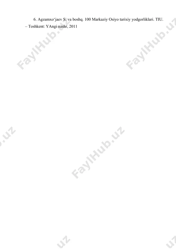 ulardagi insoniy madaniyat aslida yot, islomiy madaniyat ekanini hech kim xayoliga keltirmaydi. chunki, islomiy madaniyat unsurlari allaqachon hamma millatning ajralmas bir bo‘lagi, madaniyati va hayotiga aylangan. mavzu bo‘yicha savollar: 1. sivilizatsiyalar taraqqiyotida islom sivilizatsiyasining o‘rni 2. g‘arb olimlarining islom sivilizatsiyasi haqida qarashlari mustaqil ta’lim mavzulari: 1. islom tarixida paydo bo‘lgan ilk ta’lim dargohlari adabiyotlar: 1. dyurant u. sivizilatsilar tarixi. j. 1. nyu york. simon shuster, 1935-1975 2. toyinbi a.j. tarix darsidan muxtasar. oxford university press. 1946 3. maxsudov d., palvanov o‘., abdurahmonov a. “islom sivilizatsiyasi va uning xususiyatlari” toshkent islom universiteti nashriyot-matbaa birlashmasi, 2017 4. d.r.maxsudov. “islom tarixi o‘quv-uslubiy majmua”. – toshkent islom universiteti, 2017. 5. abdug‘afur razzoq buxoriy. sharq xattotlik va miniatyura san’atidan amunalar (vii-xxi asrlar). ko‘rgazmali albom. – toshkent: 2011. 6. agzamxo‘jaev s. va boshq. 100 markaziy osiyo tarixiy yodgorliklari. tiu. – toshkent: yangi nashr, 2011