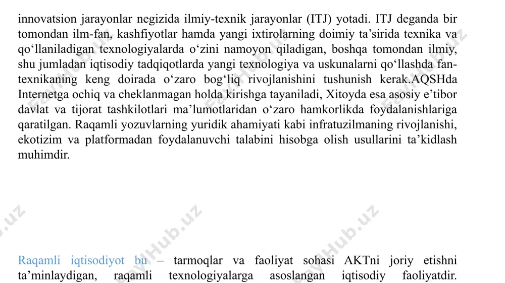 dagi ko'rgazmada tilga olingan. “yigirma birinchi asr mashinalari" degan muqobil tushuncha mavjud. u massachusets texnologiya universitetining professorlari tomonidan qo'llaniladi. to’rtinchi sanoat inqilobining paydo bo’lishi inqilobiy o’zgarishlar ,dastavval, texnologiya sohasida namoyon bo’ldi. nanotexnologiyalar, sun’iy aql, ijtimoiy tarmoqlar va yashil energiya manbalarining ishlab chiqarish, xizmat ko’rsatish va kundalik hayotga tobora kirib borishi insonning turmush tarzini yangilay boshladi. dunyoda kompaniyalarning sun’iy aql texnologiyalariga bo’lgan talabi deyarli 2 barobarga o’sdi va shu ularni axborot texnologiyalari, marketing, moliya va buxgalteriya kabi sohalarda eng yirik hajmlarda joriy etildi. i ikkinchidan, amaldagi jahon tartibotidagi siljishlar natijasida xalqaro munosabatlar va savdo atlantika okeanidan tinch okeaniga ko’chib o’tdi. iqtisodiy va sisosiy masalalardagi qarorlarda pekinning roli sezilarli darajada oshdi. bunga xitoydagi texnologik kashfiyotlarning xarakteri o’zgarishi o’z ta’sirini ko’rsatdi. xxi asrning dastlabki o’n yilligigacha, asosan g’arb davlatlaridan texnologiyalarni ko’chirib oluvchi xitoy kompaniyalari endilik o’zlarining tadqiqot qobiliyatlarini rivojlantirib oldilar. kichik bir namuna huawei korporatsiyasi 5g internet bozorining 33 foizdan yoki uchdan bir …