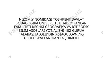 yer osti suvlarining geologik faoliyati — PPTX