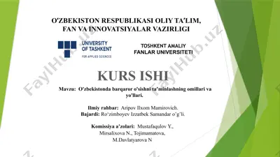 o'zbekistondabarqaror o'sishni taminlashni omillari — PPTX