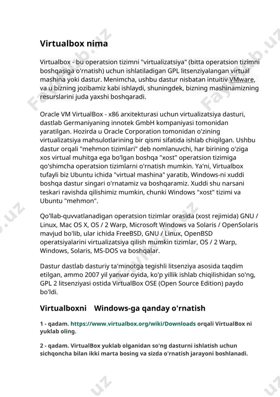 hajmni tanlang. agar kerak bo'lsa, keyinchalik virtual mashinani yaratgandan so'ng ushbu va boshqa sozlamalarni o'zgartirishingiz mumkin 4. yangi virtual drayverni yaratishni taklif qiladigan sozlamani qoldiring. 5.formatni aniqlaydigan fayl turi, qoldiring vdi. 6.saqlash formati yaxshiroq dinamikvirtual hdd uchun ajratilgan bo'sh joy isrof qilinmasligi uchun. 7.virtual qattiq diskka ajratiladigan ovoz balandligini sozlash uchun tugmachadan foydalaning. shuni esda tutingki, virtualbox kamida 32 gb hajmni taklif qiladi. ushbu qadamdan so'ng, virtual mashina yaratiladi va uni sozlashni davom ettirishingiz mumkin. virtual mashina sozlamalarini sozlash 8.yangi virtual mashina, windows 10-ni o'rnatishga imkon beradi, ammo, ehtimol, tizim sezilarli darajada sekinlashadi. shuning uchun ishlashni yaxshilash uchun ba'zi parametrlarni oldindan o'zgartirishingizni maslahat beramiz. o'ng tugmachani bosing va tanlang moslashtiring. 9. bo'limga o'ting "tizim" - protsessor va protsessorlar sonini ko'paytirish. tavsiya etilgan sozlama 2. shuningdek, yoqing pae / nxtegishli joyda bayroqchani belgilab. 10. yorliqda "tizim" - "tezlashtirish" parametrni yoqish vt-x / amd-v yoqish. 11. yorliq displey video xotirasi hajmi eng …