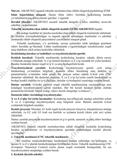 tokarlik moslashuvchan ishlab chiqarish moduli (stmi) — DOCX