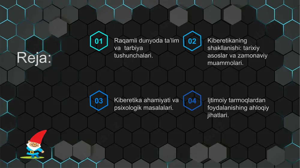 alarga kelsak ba'zi harakatlar to'g'ri yoki axloqsiz, kelishmovchiliklar ko'pincha unchalik katta emas. kiberfazoda xulq-atvor etikasi ko'p jihatdan universalga tayanadi axloqiy qonunlar va shu bilan birga, shubhasiz, ma'lum bir o'ziga xoslik bilan ta'minlangan. zamonaviy “etika va texnologiya” darsligida etika axloqni o‘rganuvchi fan sifatida e’tirof etilib, “mutaxassislar etika va faylasuflar “axloq” tushunchasiga ta’rif berish bo‘yicha umume’tirof etilgan bir fikrga kelishmagan. bizning maqsadlarimiz uchun,ammo axloqni inson xulq-atvorini tartibga soluvchi qoidalar tizimi hamda baholash tamoyillari sifatida belgilash mumkin. etika muammolarini tushunishning hozirgi bosqichining xususiyatlari kibermakondagi xatti-harakatlar hali to'liq amalga oshirilmagan . unda shaxsiy erkinlik kabi masalalar muhokama qilinadi. internet foydalanuvchilari, rasmiy kompyuterlardan noto'g'ri foydalanish va liberal qadriyatlarga zarar yetkazish xodimlarning xulq-atvori ustidan ma'muriy nazorat choralaridan internetda pornografiya muammolari ham muhokama qilinadi, pedofiliya, internet orqali jinsiy zo'ravonlik va bolalarni ruhiy salomatligiga mumkin bo'lgan zararlardan himoya qilish, internet orqali yetkazib beriladi. infographic style kiberetikaning shakllanishi: tarixiy asoslar va zamonaviy muammolari. zamonaviy dunyoda axloqiy fikr doimiy yangi …