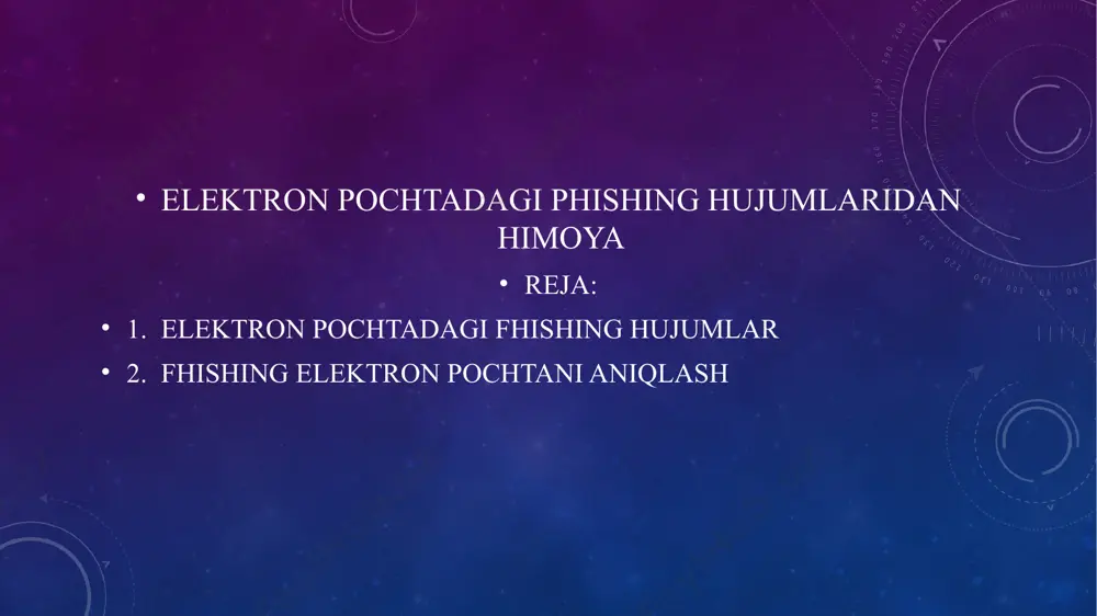 kin? elektron pochta manzili bo'yicha fishing elektron pochta xabarlarini tanib olish tafsilotlarga e'tibor berishni talab qiladi. e'tibor berish kerak bo'lgan ba'zi aniq narsalar: domen nomi: yuboruvchi manzilining domenini diqqat bilan tekshiring. fisherlar kuchli ko'rinadigan domenlardan foydalanishlari mumkin haqiqiy domenlarda, lekin qoʻshimcha belgilar, oʻtkazib yuborilgan harflar yoki teskari harflar kabi kichik oʻzgarishlarni oʻz ichiga oladi (masalan, “google.com” oʻrniga “g00gle.com”). subdomenlar: tashkilotning rasmiy veb-saytiga xos bo'lmagan subdomenlarga e'tibor bering. fisherlar ishonchni mustahkamlash uchun subdomenlardan foydalanishlari mumkin, ammo ular haqiqiy subdomenlardan farq qilishi mumkin. . ushbu hujumlardan himoya qilish uchun bir nechta samarali choralar mavjud: e-pochta manzilini tekshirish: soxta xabarlar ko'pincha noto'g'ri yoki shubhali manzillardan keladi. e-pochta manzilini diqqat bilan tekshirib chiqing. xabarni ehtiyotkorlik bilan tahlil qilish: xabarlar ko'pincha notanish linklar, ilovalar yoki shubhali so'rovlar bilan birga bo'ladi. agar xabar juda tezkor va odatiy bo'lmagan talablarni kiritgan bo'lsa (masalan, parolni o'zgartirish, bank hisobiga kirish), ehtiyot bo'ling. url manzillarini tekshirish: soxta xabarlar odatda rasmiy …