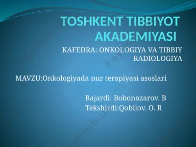 onkologiyada nur terapiyasi asoslari — PPTX