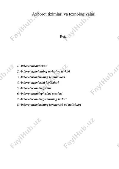 axborot tizimlari va texnologiyalari — DOCX