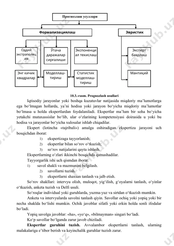 shakli va mazmunini belgilash. 2) savollarni tuzish. 3) ekspertlarni shaxsan tanlash va jalb etish. sо‘rov shakllari: intervyu olish, muloqot, yig‘ilish, g‘oyalarni tanlash, о‘yinlar о‘tkazish, anketa tuzish va delfi usuli. sо‘roqlar individual yoki guruhlarda, yuzma-yuz va sirtdan о‘tkazish mumkin. anketa va intervyularda savolni tanlash qiyin. savollar ochiq yoki yopiq yoki bir necha shaklda bо‘lishi mumkin. ochik javoblar sifatli yoki erkin holda sonli ifodalar bо‘ladi. yopiq savolga javoblar: «ha», «yо‘q», «bilmayman» singari bо‘ladi. kо‘p savollar bо‘lganda zarur javob chiziladi. ekspertlar guruhini tuzish. avvalambor ekspertlarni tanlash, ularning malakalariga e’tibor berish va keyinchalik guruhlar tuzish zarur. kerakli belgilardan ekspertning ishchanligi, mahorati, о‘rganilayotgan sohaning mutaxassisi bо‘lishi zarur. buning uchun kо‘p mutaxassislarga savol berilib, u yoki bu sohada kim ekspert ekanligini sо‘rash mumkin. keyinchalik eng kо‘p ovoz olgan ekspertni guruhga kiritish lozim: . ishbilarmonlik bilan ishtirokchilarning boshqa sifatlari ilmiy yondashishi, fikrlash doirasi va saviyasi ham hisobga olinadi. guruhlardagi ekspertlar soni sо‘rov usuliga bog‘liq. yuzma-yuz uchrashuv uchun …