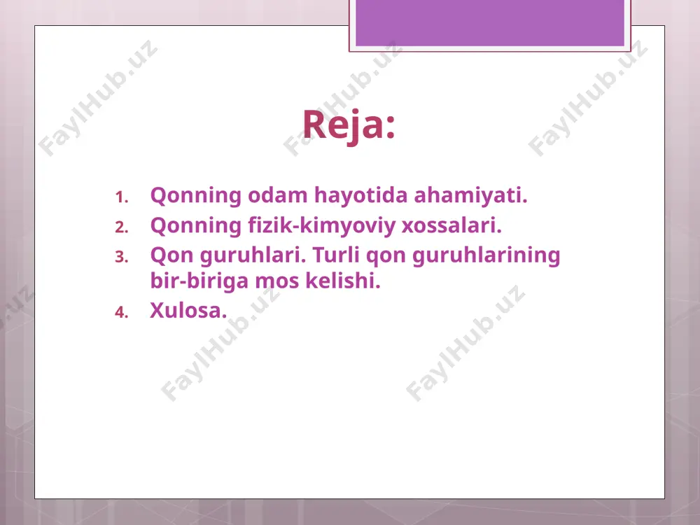 on tarkibining oʻzgarishi muhim ahamiyatga ega. qon plazmasi vitaminlar, fermentlar, tuzlar va moddalar almashinuvining oxirgi mahsulotlarini saqlaydi. plazmaga erigan oqsillar, jigar hujayralari va retikuloendotelial sistema hosil boʻladi. plazma oqsillari transport vazifasini bajaradi, kislota-ishqor muvozanatini tartibga solib turadi. qonning shakilli elementlari: eritrotsid leykotsid trombotsid eritrotsitlar (qizil qon tanachalari) yunoncha erythros „qizil“ va -cyte „hujayra“ deb tarjima qilingan qon hujayralarining eng keng tarqalgan turi va umurtqali hayvonlarning kislorodni (o 2) tana toʻqimalariga qon oqimi orqali yetkazib berishning asosiy vositasi hisoblanadi. qizil qon hujayralari oʻpkadan yoki baliqlarda jabralaridan kislorodni oladi va tananing barcha toʻqimalariga arterial kapillyar tomirlarga borganda beradi. qizil qon hujayralarining sitoplazmasi gemoglobinga boy, u tarkibidagi temir moddasi orqali kislorodni bogʻlaydigan maxsus oqsil hamda hujayraning va qonning qizil rangini taminlaydi. har bir inson eritrotsitida taxminan 270 million ta gemoglobin molekulalari mavjud. hujayra membranasi oqsillar va lipidlardan iborat boʻlib, bu tuzilma qon aylanish tizimi va ayniqsa kapillyar tarmoqdan oʻtayotganda qon hujayralarining deformatsiyasi va …