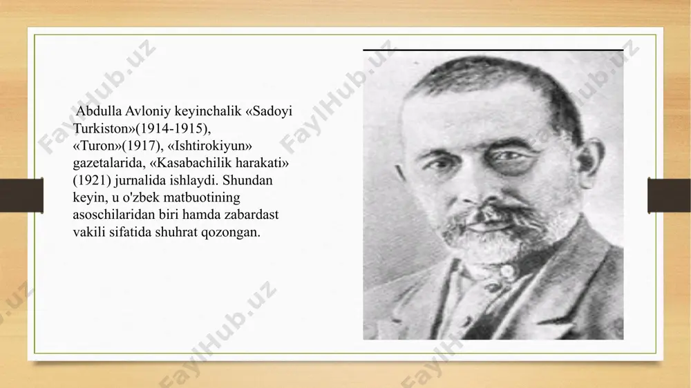 sahnalashtirishi uning xalq ma’rifati yo`lidagi zo'r jasorati edi. 1916-yili ozarbayjonlik mashhur aktyor sidqiy ruhillo toshkentga kelib, «turon» truppasi bilan birgalikda «layli va majnun» spektaklini ommaga namoyish qiladi. avloniy bu spektaklda qaysning otasi rolini ijro etadi. truppa a’zolari bilan avloniy 1914-1916-yillari farg'ona vodiysida gastrol safarlarida bo'ladi. abdulla avloniy 1917-yil to'ntarishiga qadar turkistonda juda katta ijtimoiy-ma’rifiy ishlarni amalga oshirgan jadidlar harakatining ko'zga ko'ringan namoyondalaridan bo`lgan. u ilg'or ziyoli kishilar bilan hamkorlikda teatr tomoshalari va matbuotdan tushgan mablag`larga dunyoviy ilmlarni o'qitadigan «usuli jadid», ya’ni yangicha usuldagi maktablar ochgan va bu maktablarda oddiy xalq bolalarini o'qitgan. ma`rifatparvarlar o'z millatlaridan yetuk olimlar, bilimdon mutaxassislar va madaniyat arboblari yetishib chiqib, millatni obod, vatanni ozod va farovon etishlarini orzu qilganlar va bu yo'lda fidoyilik ko'rsatdilar. abdulla avloniy 1907-yili toshkentning mirobod mahallasida, keyinchalik degrez mahallasida yangi usuldagi maktablar ochgan. maktablardagi o'quv jihozlarini o'zgartirgan, o'z qo'li bilan parta va doskalar yasagan. maktabga qabul qilingan bolalarning asosiy qismi oddiy kambag'al …