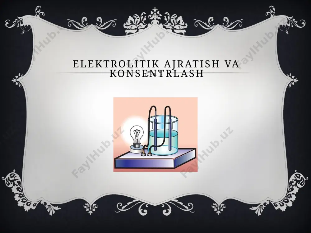 katta kuchlanishda nazariy jihatdan tok kuchi bo‘ g ‘inning qarshiligi bilan belgilanadi. elektrolitik ajratish usuli yordamida moddalarni selektiv ajratish imkoniyati mavjud. masalan, eritmada qo‘rg‘oshin va kadmiy bo‘lsa, oldin qo‘rg‘oshin ( epb2+/pb= -0,126f), keyin kadmiy ( ecd2+/cd=-0,402v) ajraladi. agar elektrodlarga -0,30+-0,35 v potensial berilsa, katodda faqat qo'rg'oshin ajraladi. odatda, hamma vaqt elektroliz potensiali ajralish potensialidan yuqoriroq bo‘lishi kerakligi misni ajratish misolida ko‘rib o‘tildi. elektrolitik ajratishning eng katta kamchiligi shundaki, bu usul yordamida aralashmadagi moddani to‘liq ajratish ancha murakkab. har qanday elektrolitik ajratish tegishli sharoitni (modda tabiati, ph, potensial, elektrod va boshqalar) talab etadi. masalan, mis va qo‘rg‘ oshin aralashmasi nitrat kislota muhitida ajralsa, nikel bu muhitda ajralmaydi. elektr kimyoviy kuchlanishlar qatorida vodoroddan oldinda turgan metall shu qatorda vodoroddan orqada turgan metalining biror birikmasi eritmasiga tushirilsa, aktiv metall (manfiy zaryadlanadi) sirtida passiv metall cho‘kadi. bu hodisaga sementatsiya deyiladi. bu usul ham aralashmalarni to'liq ajratishga imkon bermaydi. elektrolitik ajratish va konsentrlash voltamperometriya va …