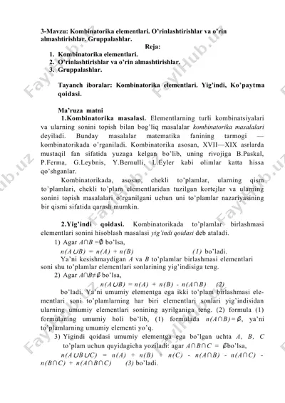 kombinatorika elementlari — DOC