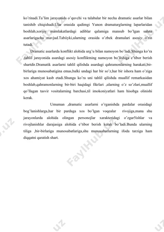 . adabiyot o’qitish metodikasi. t., 1992 5.dolimov s. ubaydullayev h. adabiyot o’qitish metodikasi. t., 1967 6.yo’ldoshev q. adabiyot o’qitishning ilmiy-nazariy asoslari. t., 1996 7 .to’xliyev b.adabiyot o’qitish metodikasi.t., 2006. 8.yo’doshev q. yoniq so’z. t.: “yangi asr avlodi”, 2006.