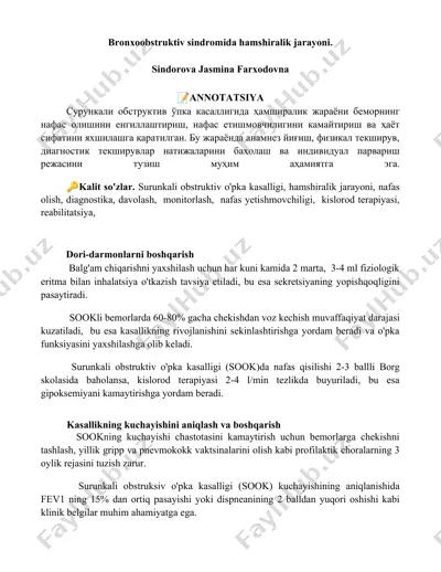 bronxoobstruktiv sindromida hamshiralik jarayoni — DOCX