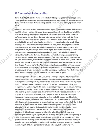buyuk karlning harbiy yurishlari — DOCX
