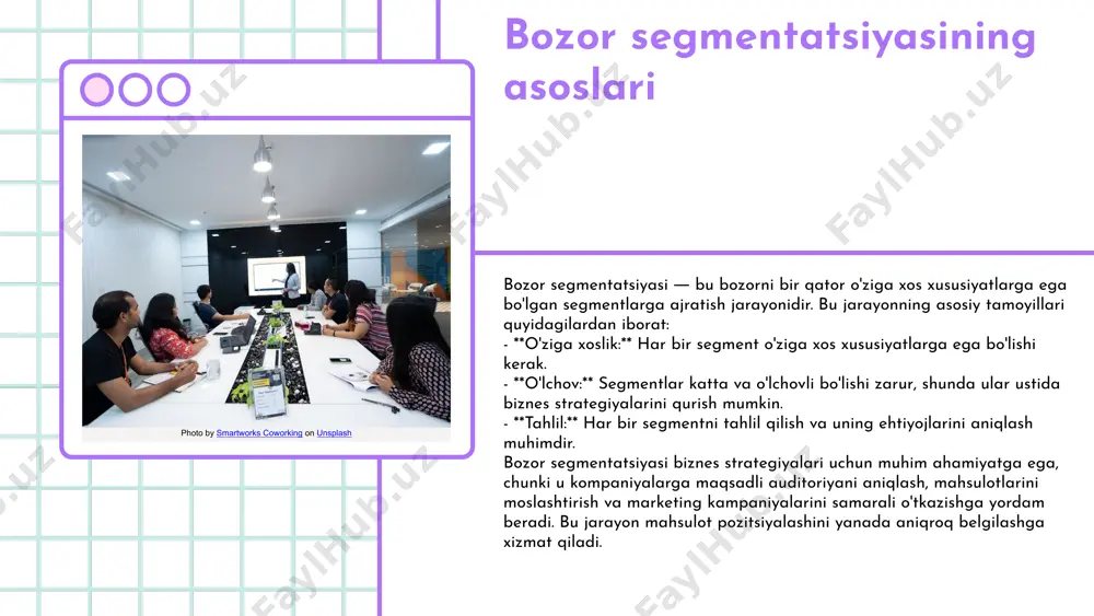 mijozlarning talablariga mos mahsulotlar yaratish. har bir strategiyaning asosiy xususiyatlari narxga asoslangan pozitsiyalash, mijozlar uchun eng yaxshi qiymat taklif qilishga qaratilgan. sifatga asoslangan pozitsiyalash, mahsulotning yuqori sifatini va ishonchliligini ta'kidlaydi. innovatsion pozitsiyalash, bozorni yangiliklar bilan to'ldirishga qaratilgan. mijoz ehtiyojlariga asoslangan pozitsiyalash esa, mijozlarning aniq ehtiyojlarini qondirishga intiladi. qanday qilib strategiyalarni amalga oshirish mumkin? masalan, sifatga asoslangan pozitsiyalash strategiyasini amalga oshirish uchun kompaniya, raqobatchilardan farqli o'laroq, o'z mahsulotining yuqori sifatini ta'kidlashi mumkin. 1. narxga asoslangan pozitsiyalash 2. foydalanuvchi ehtiyojlariga asoslangan pozitsiyalash 3. sifatga asoslangan pozitsiyalash 4. diferensiyatsiyalashgan pozitsiyalash tovar pozitsiyalash usullari ro'yxati kuchli tomonlar: - narxga asoslangan pozitsiyalash raqobatbardosh narxlarni taqdim etadi. - foydalanuvchi ehtiyojlariga asoslangan pozitsiyalash iste'molchilarni jalb qiladi. zaif tomonlar: - sifatga asoslangan pozitsiyalash ko'proq xarajatlarni talab qiladi. - diferensiyatsiyalashgan pozitsiyalash kichik bozor segmentlariga juda cheklangan bo'lishi mumkin. har bir usulning afzalliklari va kamchiliklari amaliy misollar masalan, apple o'zining mahsulotlarini yuqori sifat va innovatsion dizayn orqali pozitsiyalashda muvaffaqiyat qozongan. …