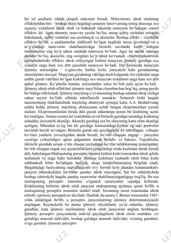 bilimlar rivojlanishining hozirgi darajasida «inontirish mantiqiy isbotlashsiz shakllangan ishonchga tayanadi va individdan individga, jamoadan shaxsga va aksincha beriladi yoki, aniqroq aytganda, avtomatik tarqaladi», degan qoidaga asoslanadi . inson inontirish tahsiriga ixtiyorsiz tushib, uning tahsirida oʻzi anglamagan holda harakat qila boshlaydi. ehtiqod mavjud qarashlar, mayllar, nuqtai nazarlar, munosabat va baholarni oʻzgartirish maqsadida u yoki bu qoida, qarash, qilmishning toʻgʻriligini yoki ularga yoʻl qoʻyib boʻlmasligini muloqot, tushuntirish va isbotlash orqali odamlarning ongi, his tuygʻulari va irodasiga tahsir koʻrsatishdir. etiqod kommunikativ tahsir koʻrsatishning eng universal usuli hisoblanadi. etiqod mexanizmi inson aqliy faoliyatini jadallashtirishga, uning maqsadga erishish yoʻllari va vositalarini ongli ravishda tanlashga asoslangan. kimnidir nimagadir ishontirish – ishontirilayotgan shaxs mantiqiy mulohazalar va xulosa chiqarishlar natijasida muayyan nuqtai nazarga qoʻshiladigan va uni himoya qilishga tayyor holatga erishishni bildiradi. taqlid qilish, deb ongli va ongsiz ravishda namunadan nusxa olishga aytiladi. u guruh, jamoani tashkil etuvchi odamlarning xatti-harakatiga xos bir xil usullarni ishlab chiqish imkonini beradi. …