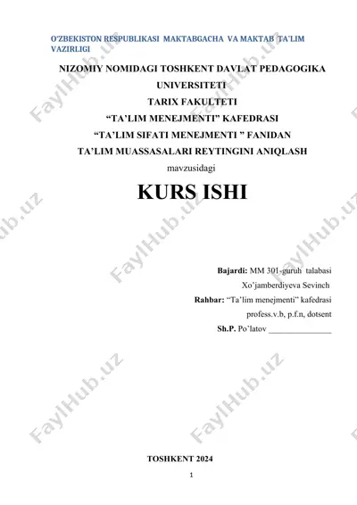 ta'lim muassasalari reytingini aniqlash — DOCX