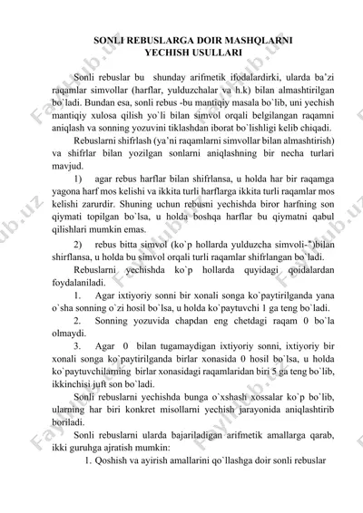 sonli rebuslarga doir mashqlar — DOCX