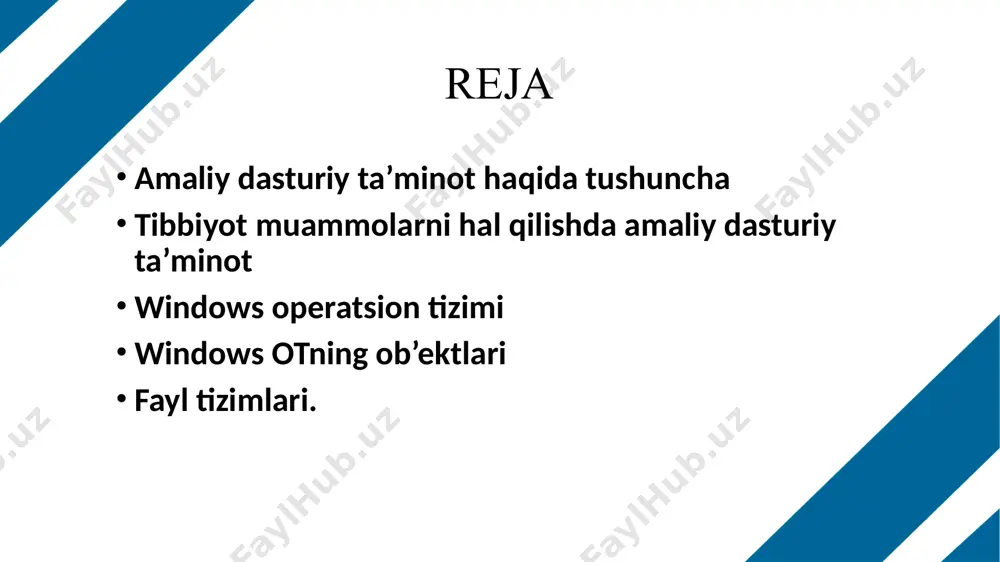 unalar os bilan ishlashga imkon beradi. drayver (ingliz. driver - boshqaruvchi qurilma, haydovchi) - maqsadi biror narsani boshqarish bo’lgan elektr signallarini o’zgartirish uchun mo’ljallangan elektron qurilma. api windows ilovalarni ishlab chiquvchilar uchun interfeys. windows api (inglizcha application programming interface - ilovalarni dasturlash interfeysi) - microsoft korporatsiyasining microsoft windows oilalari operatsion tizimlari ilovalarini dasturlash interfeyslarining bazaviy funksiyalari to’plami. foydalanuvchi ilovalarining windows operatsion tizimi bilan oʻzaro aloqasi uchun toʻgʻridan-toʻgʻri usulni taqdim etadi. 6 yadroning baʼzi funksiyalari: jarayonlarni boshqarish. yadro jarayonlarning ishga tushirilishi, to’xtatilishi, qayta tiklanishi va tugallanishini nazorat qiladi, protsessor vaqtini ular o’rtasida taqsimlaydi va ko’p vazifalarni boshqaradi. xotirani boshqarish. yadro operativ xotirani taqsimlash va bo’shatish, virtual xotira va xotirani himoya qilish uchun javob beradi. qurilmalarni boshqarish. yadro disklar, printerlar, videokartalar va tarmoqlar kabi ulangan qurilmalarni boshqarish uchun drayverlar bilan hamkorlik qiladi. fayl tizimi. yadro fayl tizimi bilan ishlash, fayllarga kirishni boshqarish va ularni oʻqish va yozishni taʼminlaydi. xavfsizlik va foydalanish huquqlarini …