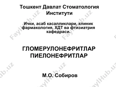 гломерулонефритлар пиелонефритлар — PPT