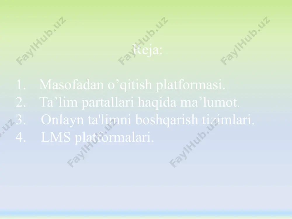 tilishi ulardan asosiylarini eslatib o'tishimiz mumkin: korporativ maqsad: poezd xodimlari mijozlarga onlayn maslahatlarni amalga oshiring jozibador marketing strategiyasini amalga oshiring (kiruvchi marketing) xaridorlarga yoki tashkilot a'zolariga, taqdim etilgan mahsulotga yoki xizmatga onlayn yordam berishga ruxsat berish. tijorat maqsadi: raqamli marketing platformalari bilan integratsiyaga erishish tashkilot, mahsulot yoki xizmat brendini loyihalash xizmatlarni ko'rsatish yoki mahsulotlarni sotish uchun to'lov usullarini qo'shish. pochta marketingi mexanizmlarini taqdim etish (pochta marketingi) onlayn kurslar yoki boshqa shunga o'xshash yoki tegishli xizmatlar uchun savdo jarayonlarini avtomatlashtirish. akademik tugatish: talabalar va kurslarni / seminarlarni ommaviy ravishda boshqarish o'qitilgan o'quv jarayonining ko'rsatkichlarini bajarish scorm kabi tasdiqlangan ta'lim texnologiyalari / metodikalari bilan mos kelishga erishish o'quvchilar, o'qituvchilar va ma'murlar bilan birgalikda o'quv tuzilmalarini samarali va oson loyihalashtirish. image2.jpeg image3.jpeg image4.jpeg image5.png image6.png image7.png image8.png image9.png image10.jpeg image11.jpeg image12.gif /docprops/thumbnail.jpeg