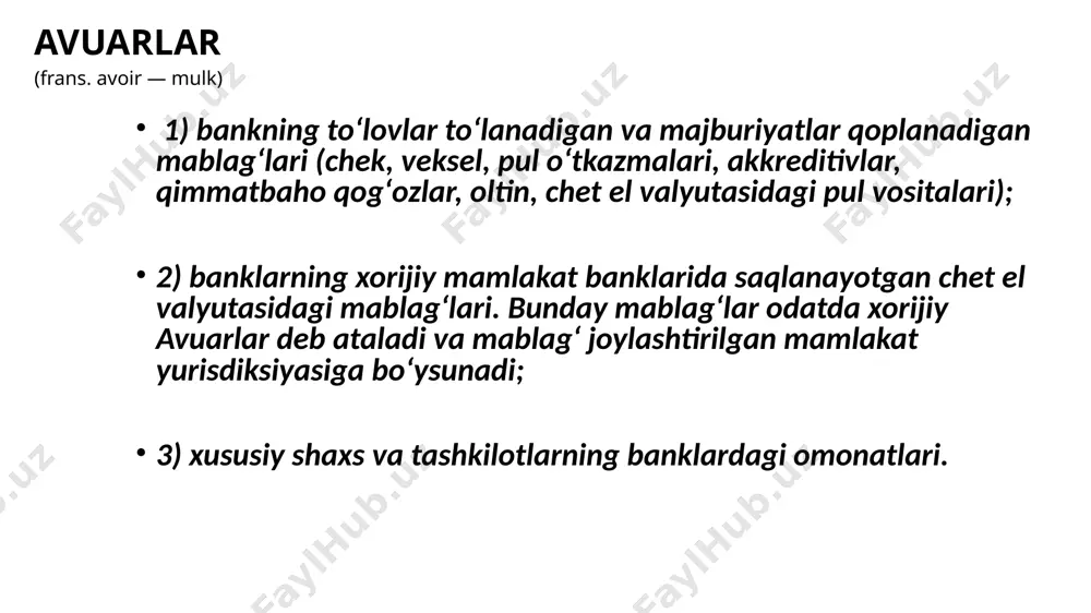 va taraqqiyot banki 1991 yildan buyon faoliyat yuritib keladi markaziy va sharqiy yevropa davlatlarida xususiy va tadbirkorlik tashabbuslarini rivojlantirishni qo‘llab-quvvatlovchi institutdir. xususiy bank sektor bilan hamkorlikka e'tibor qaratgan holda, loyihalarga sarmoyalar kiritadi, davlat siyosati masalalari bo‘yicha muloqot olib boradi va innovasiyalarni rivojlantirish, barqaror va ochiq bozor iqtisodiyotini barpo etish uchun texnik yordam ko‘rsatadi. osiyo taraqqiyot banki 1966 yilda tashkil etilgan mintaqalarga to‘g‘ridan-to‘g‘ri kreditlar va texnik yordamlar ko‘rsatish orqali osiyoning iqtisodiy o‘sishini rag‘batlantirish maqsadida tashkil etilgan. otb rivojlanayotgan a'zo mamlakatlardagi xususiy korxonalarga kapital qo‘yilmalar va kreditlar ajratish orqali to‘g‘ridan-to‘g‘ri yordam beradi. otb tegishli mamlakatning iqtisodiy va ijtimoiy rivojlanishiga samarali hissa qo‘shadigan va mamlakat strategiyasiga muvofiq qashshoqlikni kamaytirishga eng katta ta'sir ko‘rsatadigan loyihalarni moliyalashtiradi. islom taraqqiyot banki 1975 yilda tashkil topgan a'zo mamlakatlarning iqtisodiy va ijtimoiy rivojlanish loyihalarini moliyalashtiradi. bank shariat qonunlari va tamoyillariga asoslanib, a'zo davlatlar va butun dunyo musulmon jamoalarida ijtimoiy va iqtisodiy rivojlanishni qo‘llab-quvvatlash orqali o‘z faoliyatini amalga oshiradi. …