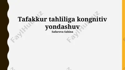 tafakkur tahliliga kongnitiv yondashuv — PPTX