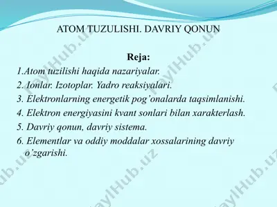 atom tuzulishi. davriy qonun — PPTX