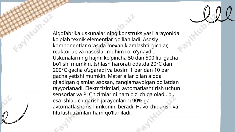 to‘g‘ri baholash uchun vaqt bo‘yicha o‘zgarishlarini hisobga olish kerak. masalan, ko‘prikning loyihalash bosqichida dinamik yuklamalar sifatida transport vositalarining og‘irligi va tezligi hisobga olinadi. odatda, dinamik yuklamalar statik yuklamalarga qaraganda murakkabroq bo‘lib, ularning ta'sirini tahlil qilish uchun kompyuter modellashtirish metodlari qo‘llaniladi. ... t.me/slaydai_bot uskunalar orasidagi muvofiqlik muhim ahamiyatga ega, chunki 2023-yilda talablarga ko'ra, har bir ishlab chiqarish liniyasidagi 80% uskunalar bir-biri bilan mos kelishi kerak. shuningdek, uskunalar o'rtasidagi ulanish 95% darajada sinxronlashtirilishi lozim. statistik ma'lumotlarga ko'ra, kompaniyalar muvofiqlik masalasiga e'tiborsiz bo'lganda, ishlab chiqarish samaradorligi 30% ga pasayishi mumkin. iso standarti talablariga mos kelish orqali ishlab chiqarish jarayonini optimallashtirish va xarajatlarni 15% ga kamaytirish mumkin. shu munosabat bilan, 2022-yilda xalqaro tadqiqotlar uskunalar muvofiqligi bo'yicha kiritilgan sarmoyalarning har bir dollariga $2.5 darajada foyda keltirishini ko'rsatdi. ... t.me/slaydai_bot 10. tarmoqli boshqaruv tizimlari tarmoqli boshqaruv tizimlari (tbt) kompyuter tarmoqlarida ma'lumotlar almashinuvi va resurslarni boshqarish uchun mo'ljallangan dasturiy to'plamlardir. ushbu tizimlar tarmoq qurilmalarining integratsiyasini, xavfsizligini, samaradorligini …
