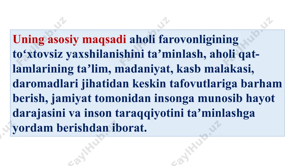 ning barcha majburiyatlariga nisbati; - kapitallashtirish koeffitsienti, o‘z kapitalini bozor qiymati qarz mablag‘larining balans qiymatiga nisbati; - menejment koeffitsienti, sotishdan olingan pul tushumining joriy majburiyatlar miqdoriga nisbati. korxona xavfsizligini ta’minlash uchun huquqiy, tashkiliy, texnik tavsifdagi chora-tadbirlar majmuasini ishlab chiqish lozim. korxona xavfsizligini ta’minlashning asosiy tamoyillari quyidagilardan iborat bo‘ladi: - qonuniylik; - iqtisodiy maqsadga muvofiqlik va foydalilik - dasturli-maqsadli rejalashtirish, mustaqillik va mas’uliyat - o‘zaro hamkorlik va faoliyatlarni muvofiqlashtirish - ixtisoslashuv va professionalizm - ishni tashkil etish - talabchanlik va nazoratning ochiqligi. 1. qonuniylik – xavfsizlik choralari mamlakatda amal qilayotgan qonunlar doirasida ishlab chiqiladi. 2. iqtisodiy maqsadga muvofiqlik va foydalilik – ko‘rilayotgan iqtisodiy xavfsizlik choralari xo‘jalik faoliyatining yomonlashuviga, foydasining kamayib ketishiga olib kelmasligi kerak. 3. dasturli-maqsadli rejalashtirish, mustaqillik va mas’uliyat – korxonaning xavfsizlik xizmati o‘z faoliyati uchun zarur bo‘lgan mablag‘, resurs, moddiy texnika anjomlari bilan ta’minlangan bo‘lishi lozim. 4. o‘zaro hamkorlik va faoliyatlarni muvofiqlashtirish – korxonaning turli bo‘limlari ushbu tamoyil asosida …