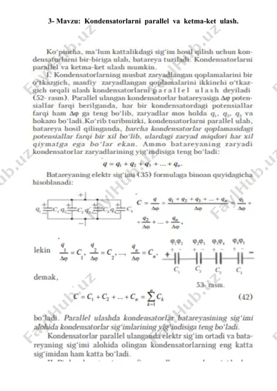 kondensatorlarni parallel va ketma-ket ulash — DOCX