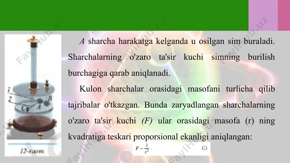 zaryadlarning o'zaro ta'siri. kulon qonuni 8 - sinf - Page 5