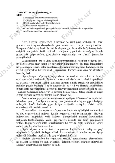 o'sma patofiziologiyasi — DOCX