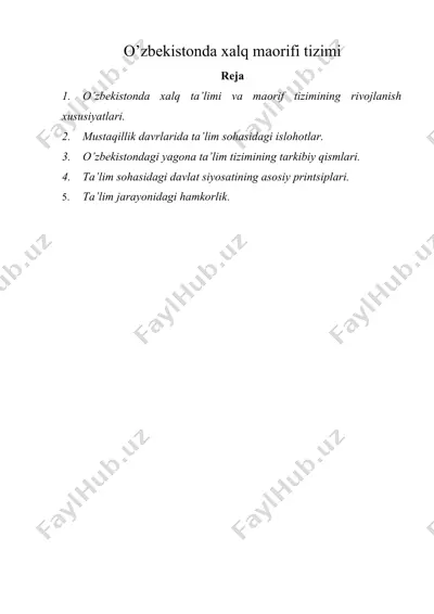 o’zbekistonda xalq maorifi tizimi — DOCX