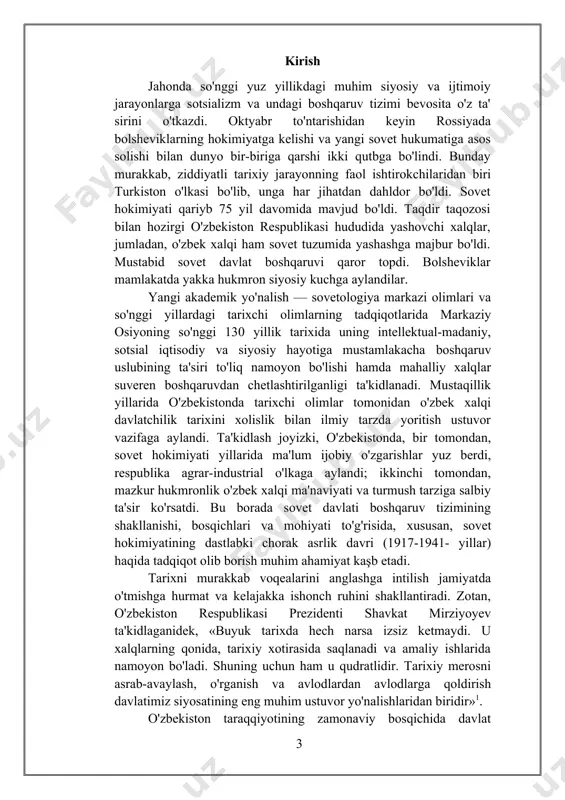 sovet davlatchiligi, uning totalitar xarakteri, bolshevikcha sovet boshqaruv tizimining mohiyati haqida ko'plab tadqiqotlar olib borilgan bo'lsada, turkistonda sovet boshqaruv tizimining joriy etilishi, mahalliy aholining unga bo'lgan munosabati, yakka partiyaviylik tizimining barqaror bo'lishi asnosida ro'y bergan fojialar bilan bog'liq masalalar to'la yechimini topgan deb bo'lmaydi. undan tashqari turkistonda sovet davlatchiligi, sovet boshqaruv tizimi tarixi bo'yicha oliy ta'lim muassasalari bakalavr va magistrlari uchun bugunga qadar o'quv qo'llanmalari, darslik yaratilmagan. oktyabr to'ntarishi rossiya davlatiga iqtisodiy, siyosiy, sotsial zarba berdi. shuning uchun bir gurux tarixchilar uni ijtimoiy qiyomatga o'xshatishadi. sovet davlatchilik institutlarining ibtidosidan intihosigacha temir intizom, harbiycha boshqaruv elementlari, o'n yillar davomida jazo otryadlari sistemasi mavjud bo'lib keldi. biroq sssrdagi umumxalq savodxonligi, meditsina, fan va texnika inqilobi, sanoatlashtirish kabi yutuqlarni ham inkor qilib bo'lmaydi. shuning barobarida, reja ketidan quvish, kapital fobiya tufayli jamiyatni bir xillashtirish, asriy milliy va diniy e'tiqodlarni unutish, ekologik fojialar ham sovet jamiyatidan meros qilib olindi. «partiya diktaturasi» siyosatini amalga oshirish …