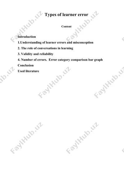 types of learner error (kurs ishi) — DOCX