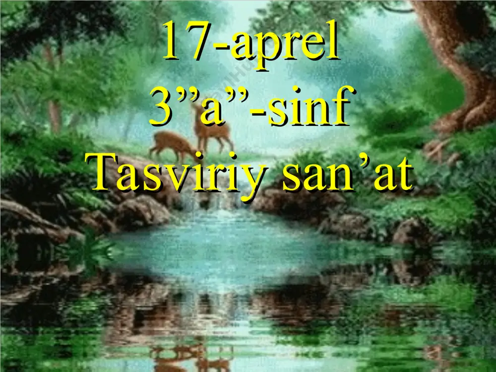 bo`ladi? a) 6 xil b) 3 xil d) 7 xil 4. haykal nimadan yasaladi? a) qog`ozdan b) loy yoki plastilindan d) barglardan 1. natyurmort nima? a) jonsiz ta biat tasviri b) jonli tabiat tasviri d) ikkala javob to`g`ri 2. akvarel qanday bo`yoq? a) suvda qoriladigan bo`yoq b) tekis bo`yaladigan bo`yoq d) qorilmaydigan bo`yoq 3. kamalak necha xil rangda bo`ladi? a) 6 xil b) 3 xil d) 7 xil 4. haykal nimadan yasaladi? a) qog`ozdan b) loy yoki plastilindan d) barglardan yangi mavzu: doiraviy naqsh ishlash 3. yangi mavzu bayoni. naqsh so’zi arabcha so’z bo’lib “gul, tasvir “ degan ma’noni bildiradi. har qanday naqsh kompozitsiyasi ham naqsh elementlaridan tashkil topadi bular ya’ni gullar, barglar, o’ramalar va hokazolar. naqshlar 3 turga bo’linadi. ular: 1.islimiy naqshlar 2.geometrik naqshlar 3.murakkab naqshlardir. doiraviy naqshlar simmetrik bo’lib hisoblanadi shuning uchun doiraviy naqshning kompozitsiyasiga qarab bo’laklarga bo’lib olamiz. dars tafsilotlari; i.dars mavzusiga kirish; kulolchilik buyumlarining yaratilishi haqida …