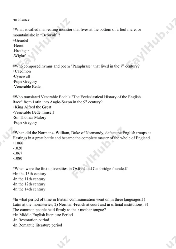y chaucer -tomas malory -john wyclif -william langland #who is the author of "the canterbury tales" ? +geoffrey chaucer -tomas malory -john wyclif. -william langland #who is the author of the beautiful poem “my soul is dark”? +george gordon noel lord byron -jane austin -william blake -sir walter scott #how many lines does the ballad stanza consist of ? +four lines (a quatrain), rhyming abcb, with four accented syllables within the first and third lines and three in the second and fourth lines -three lines (a quatrain), rhyming abc, with three accented syllables within the first and third lines and three in the second and third lines -eight lines (a quatrain), rhyming abcb, with eight accented syllables within the first and third lines and three in the second and sixth lines -six lines (a quatrain), rhyming abcb, with six accented syllables within the first and third lines and three in …