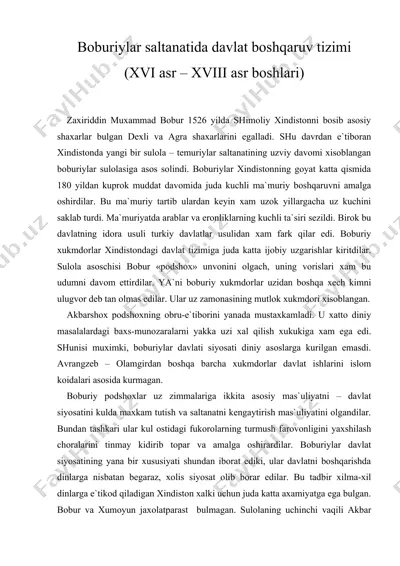 boburiylar saltanatida davlat boshqaruv tizimi — DOC