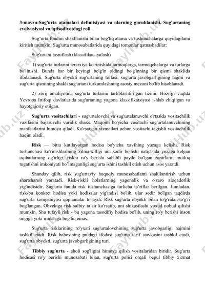 sug'urta atamalari va ularning guruhlanishi — DOCX