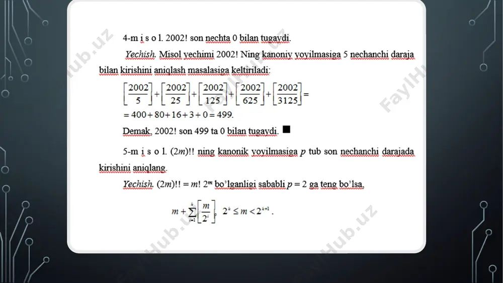 sonli funksiyalar. natural son bo’luvchilari soni va yig’indisi - Page 4