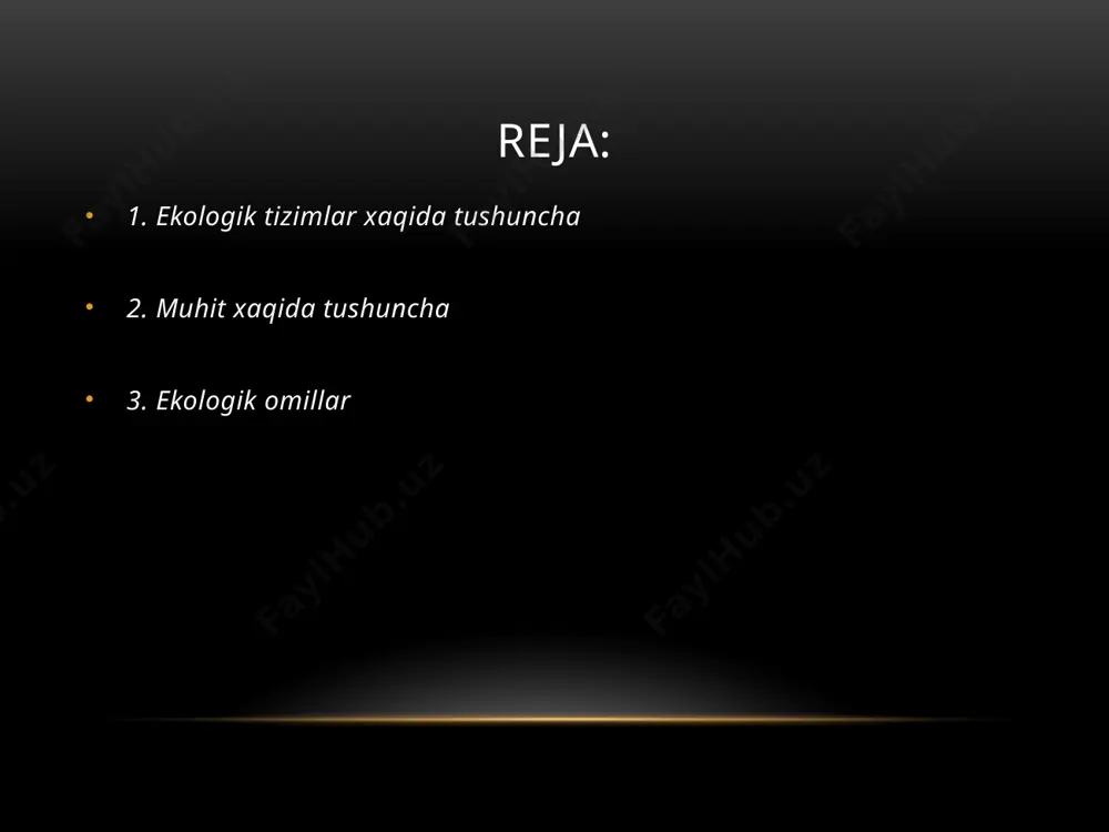 era zararli chiqindilar tashish ham ancha oshadi. transportning ta’siri. eng yirik ifloslantiruvchi manba – bu avtomobil transportidir. avtomobillar sonining ortishi atmosferaning yerga yaqin qatlamlarida azot gazoari, qo’rg’oshin birikmalari, oltingugurt gazlari, uglerod gazlari va boshqa moddalar miqdorining oshishiga olib keladi. qishloq xo’jaligining ta’siri. bu biogeotsenoz, ekotizimlarga salbiy ta’sir ko’rsatuvchi ekologik omillar majmuidir. inson tabiatni jadal o’zlashtirmoqda, ular tomonidan xo’jaliklarda foydalanilayotgan kimyoviy vositalar tirik organizmlarga salbiy ta’sir ko’rsatmoqda. noorganik o’g’itlar, zaharli ximikatlarning keng qo’llanilishi keyinchalik o’simliklar va hayvonlardan olinadigan mahsulotlarda qo’rg’oshin, simob, ftor, kaltsiylar miqdorini oshishiga olib kelmoqda (tuproqda ham). antropogen omillarning ta’sirini ikki turga bo’lish mumkin: 1. mo’ljallangan; 2. mo’ljallanmagan. 37 mo’ljallangan antropogen omillar ta’siriga insoniyatning ehtiyojini qondirish uchun, qishloq xo’jalik ekinlariga intensiv ishlov berish natijasida tuproq unumdorligini pasayishi, yerni melioratsiyasi, shaharlar yirik sanoat korxonalarini qurish natijasida atrof muhitni ifloslanishi kiradi. mo’ljallanmagan antropogen omillar ta’sirida katta maydonlardagi yerlarning qashshoqqlanish, strukturasining buzilishi, ekotizimlarni dekloratsiyalanishi, katta qo’l va dengizni (masalan, orol dengizi)ni qurishi, …